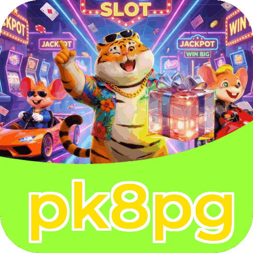 Interface do aplicativo pk8pg mostrando jogos disponíveis no iOS e Android